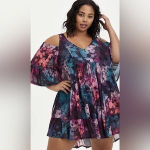 Torrid Tie-Dye Cold Shoulder Swim Coverup Size 2